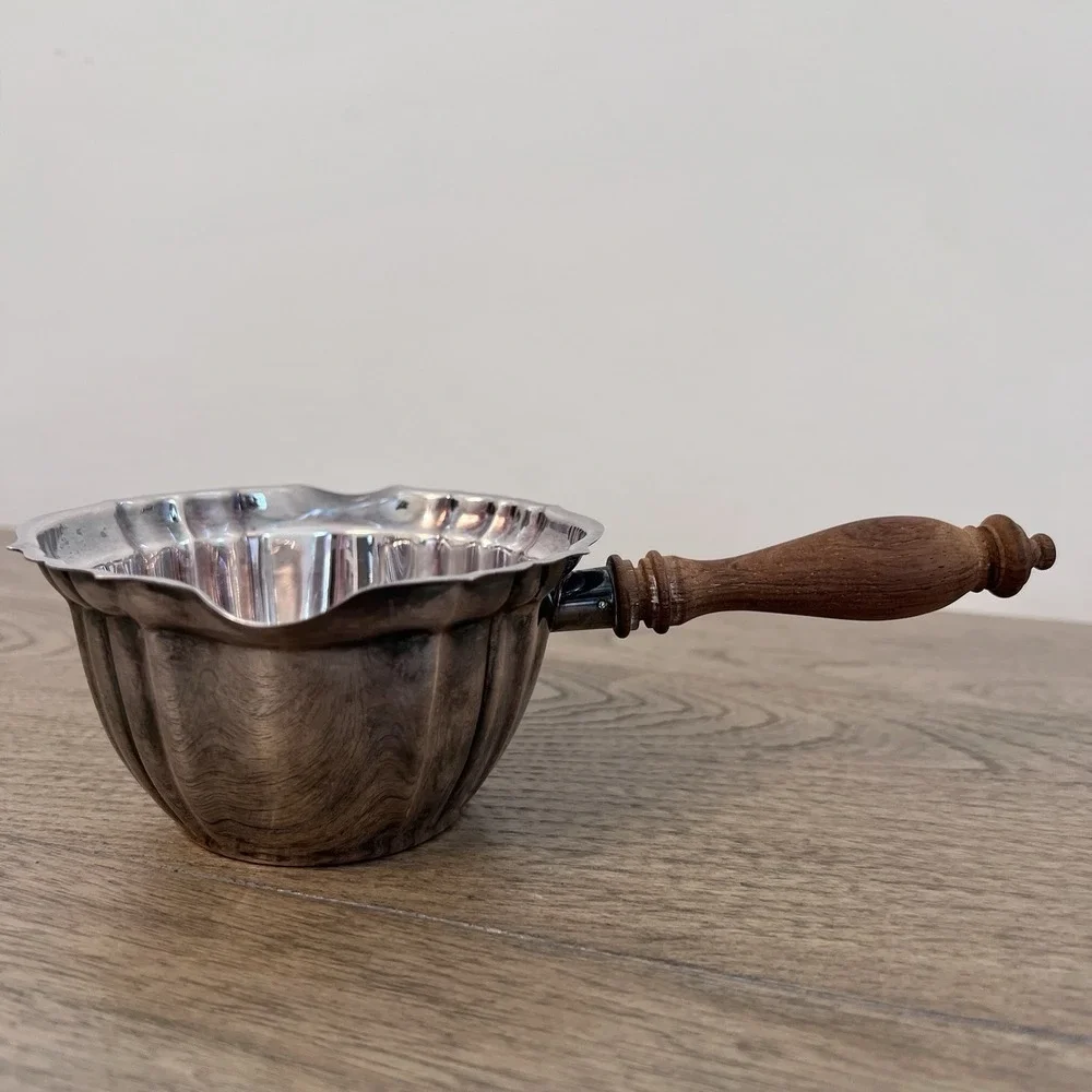 Vintage Gorham Chippendale Wooden Handle Silverplate Brandy Warmer/Chafing YC675
